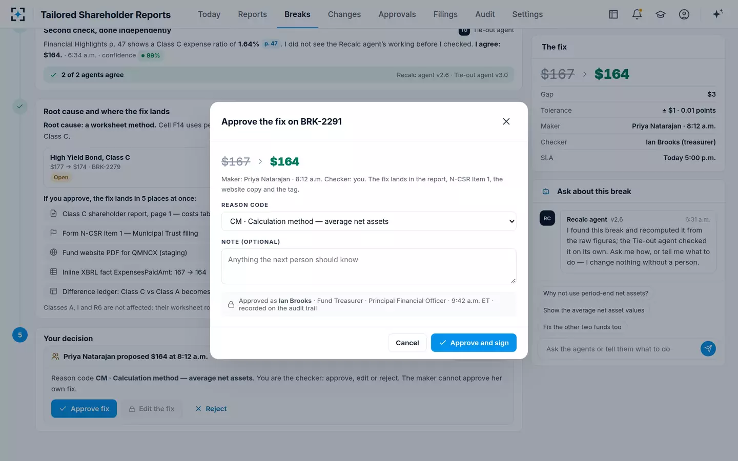 Tailored Shareholder Reports — Approve with a reason code