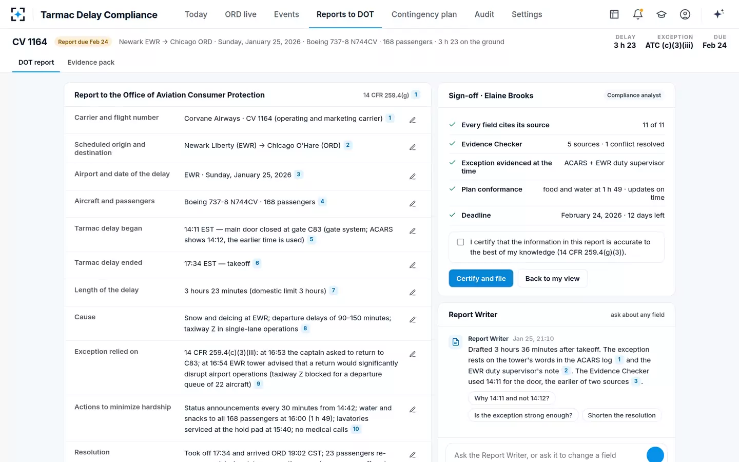 Tarmac Delay Compliance — The 30-day DOT report