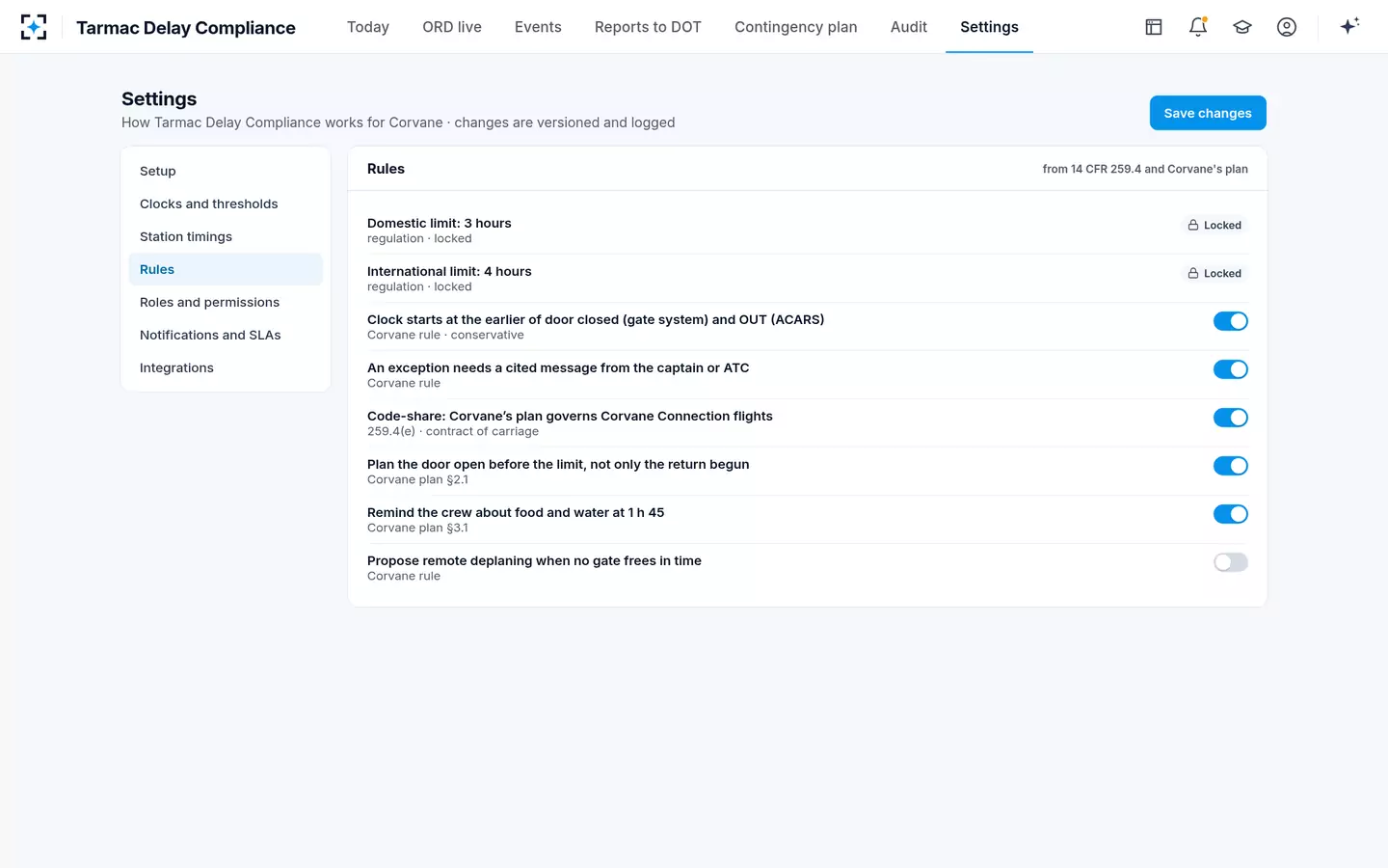 Tarmac Delay Compliance — Your rules