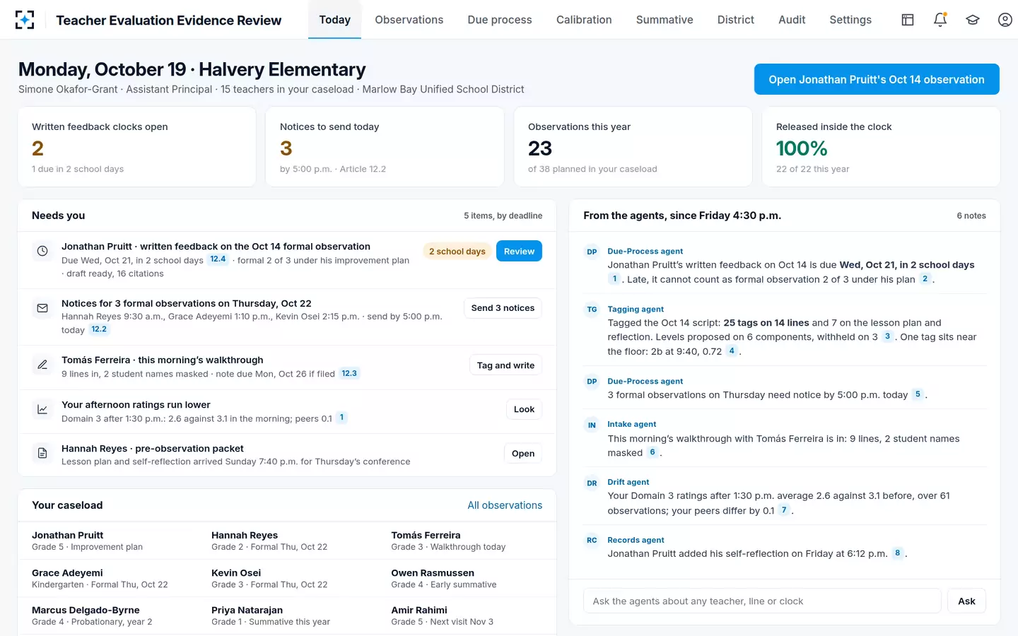 Teacher Evaluation Evidence Review — What needs the evaluator today