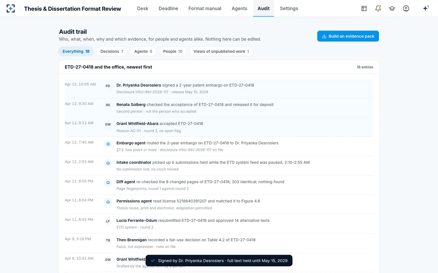 Thesis & Dissertation Format Review — Every round, flag, signature and view, in one trail