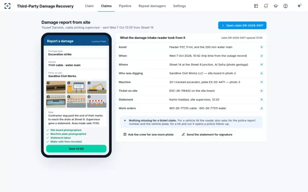 Third-Party Damage Recovery — The damage report from site