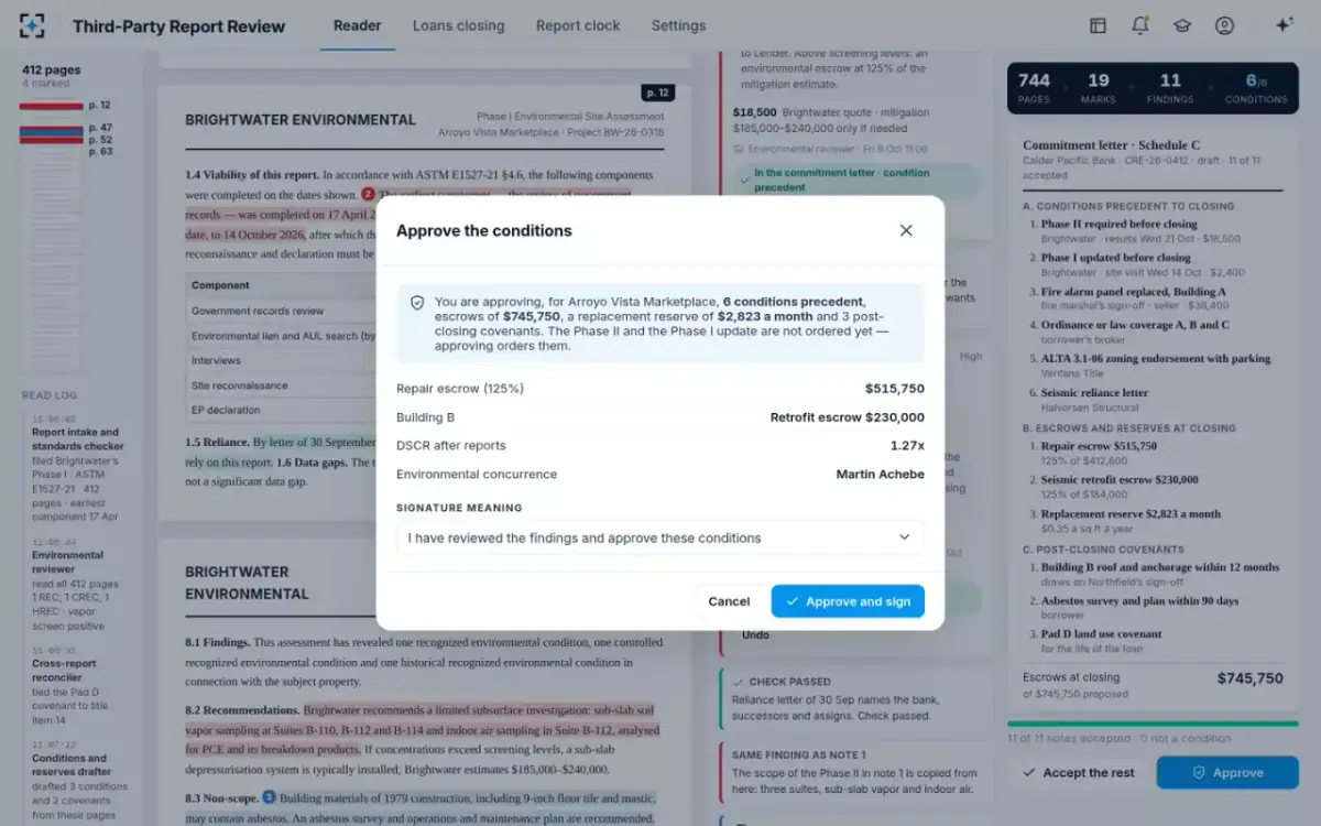 Third-Party Report Review — Approve the conditions