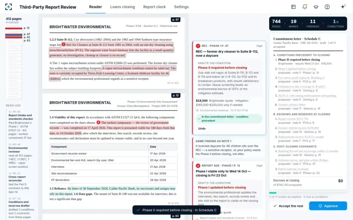 Third-Party Report Review — A note becomes a condition