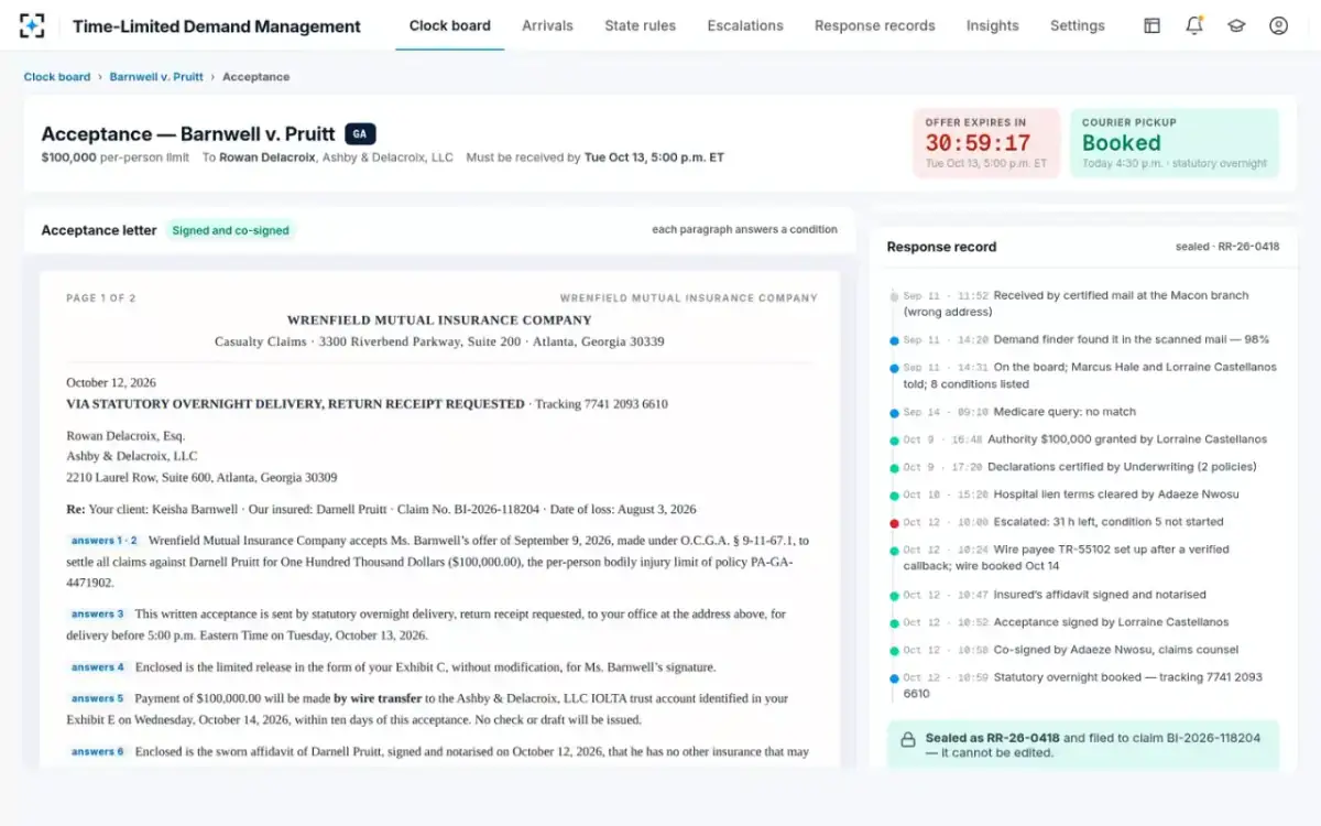 Time-Limited Demand Management — The sealed response record