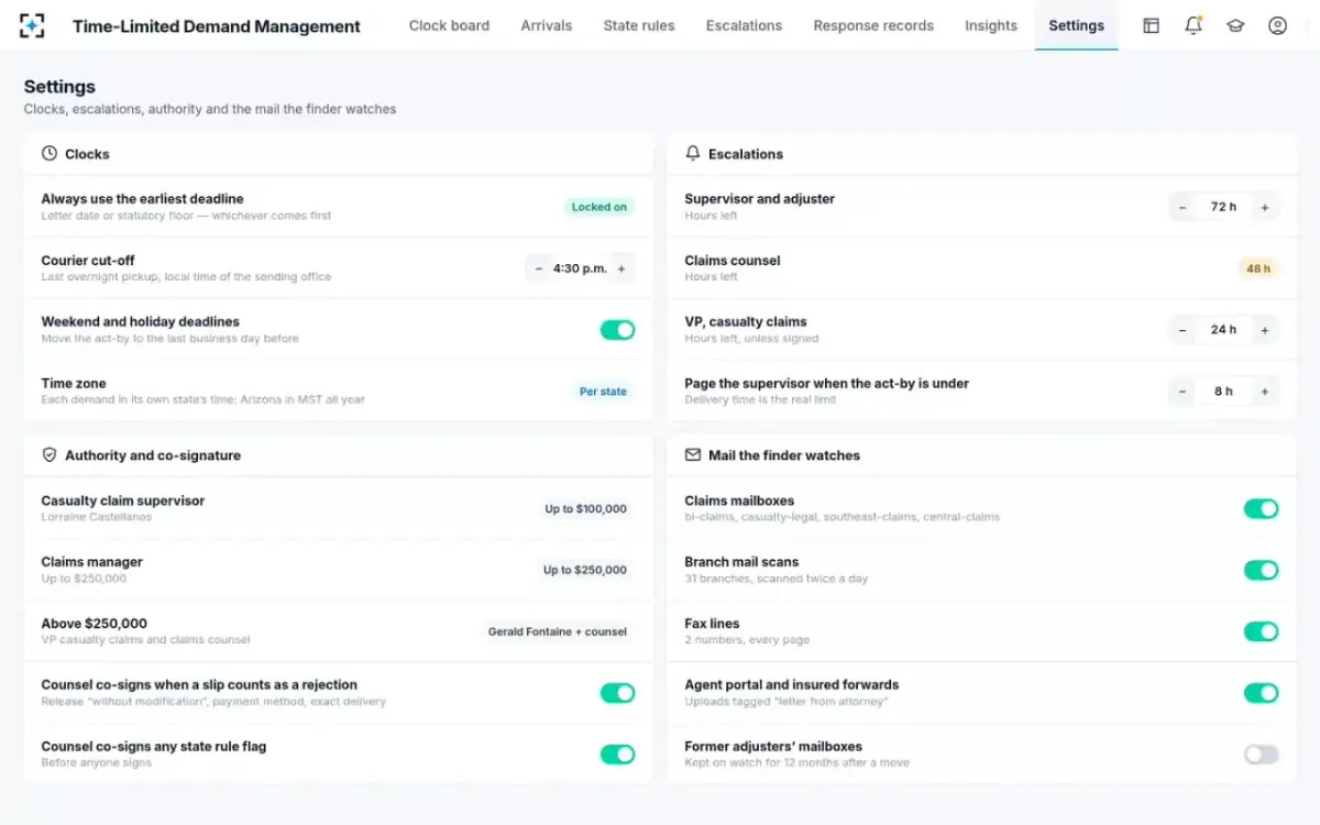 Time-Limited Demand Management — Settings