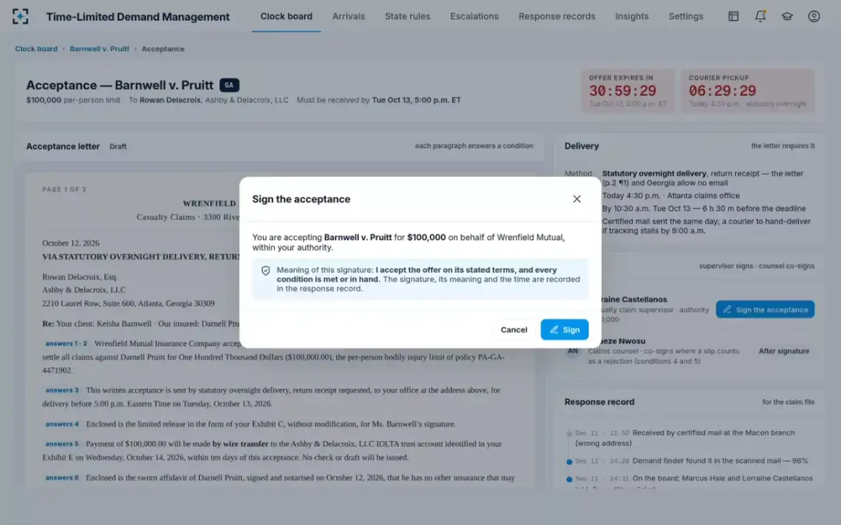 Time-Limited Demand Management — Signing the acceptance