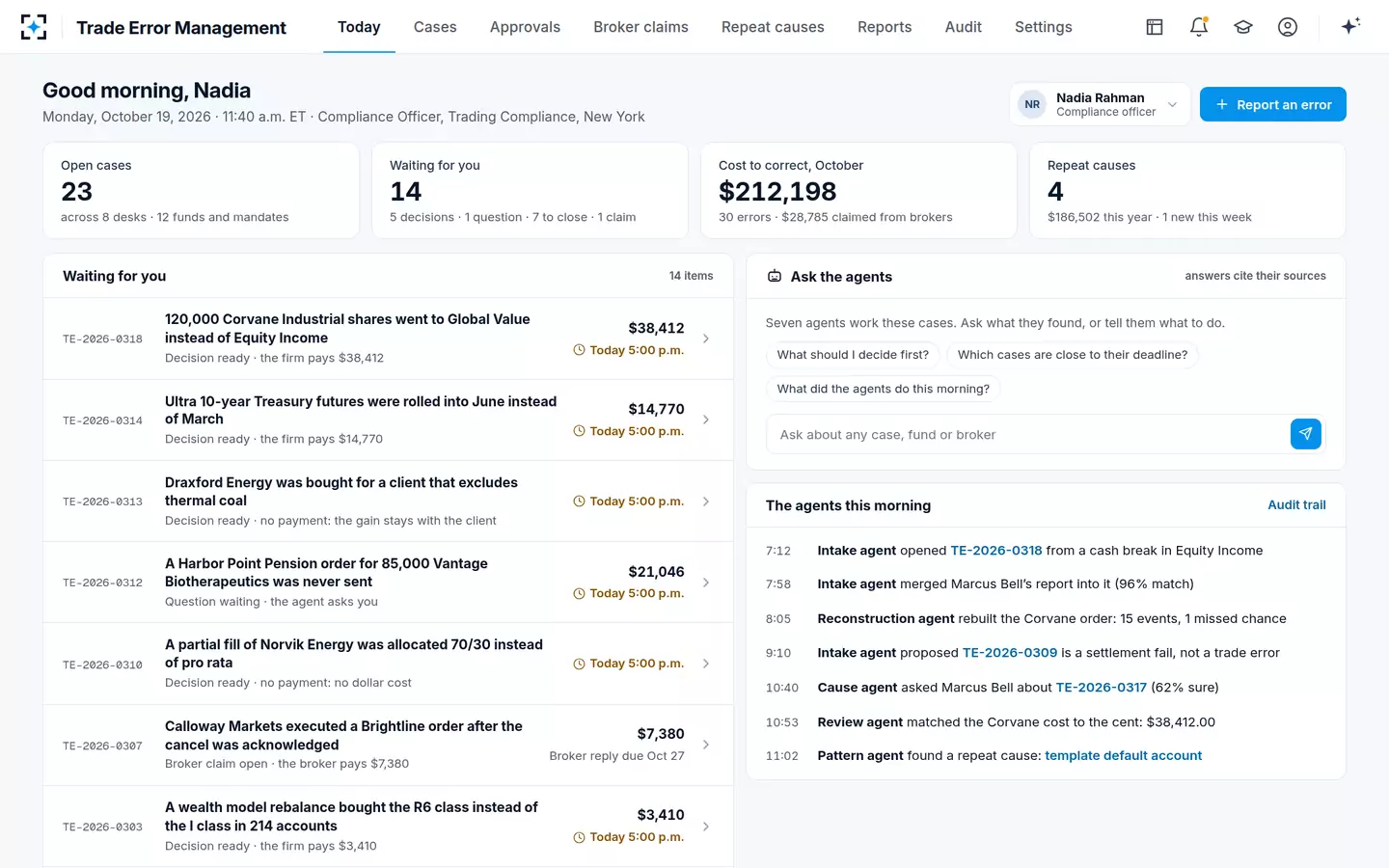 Trade Error Management — Trade error queue and the agents