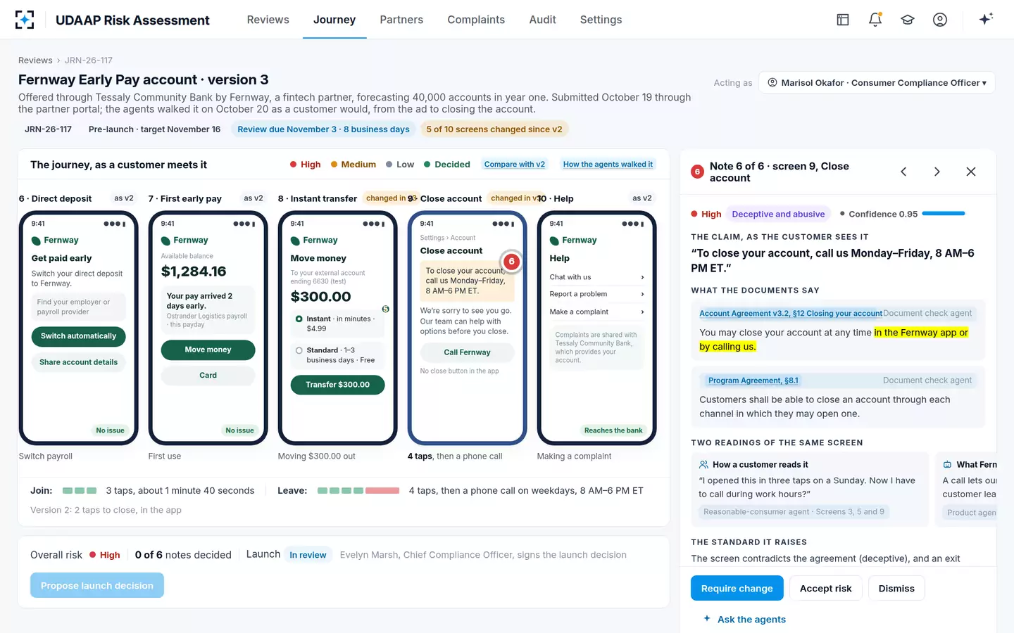 UDAAP Risk Assessment — Three taps to join, a phone call to leave
