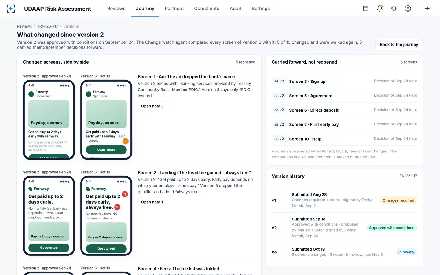UDAAP Risk Assessment — Only what changed is reopened