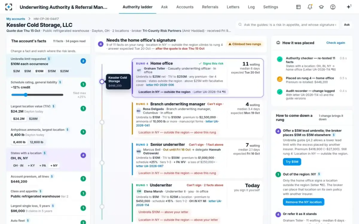 Underwriting Authority & Referral Management — What if: a New York location