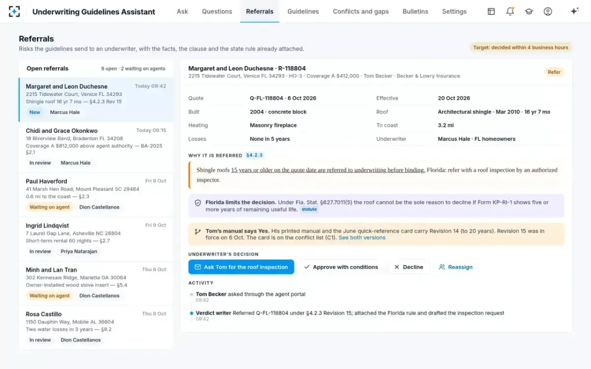 Underwriting Guidelines Assistant — The referral