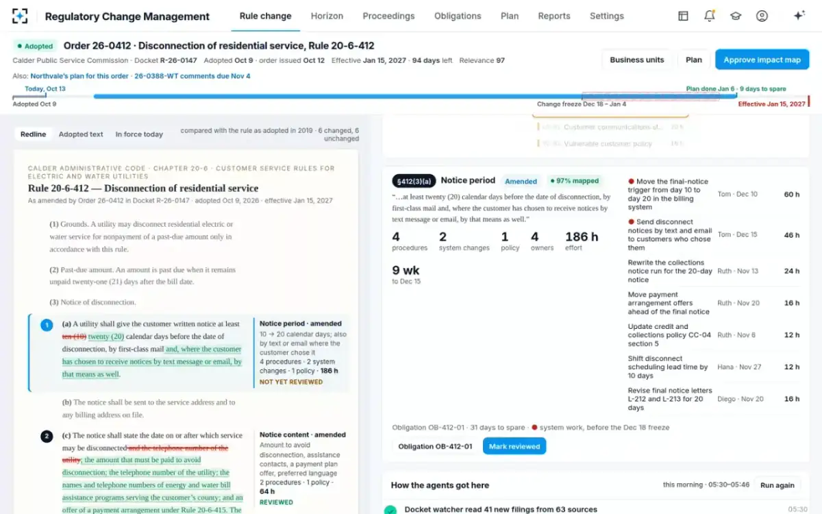 Regulatory Change Management — The effort card
