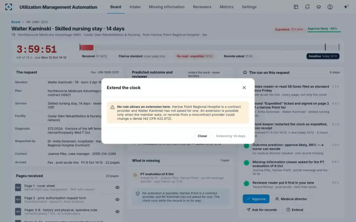 Utilization Management Automation — Extend, only where a rule allows