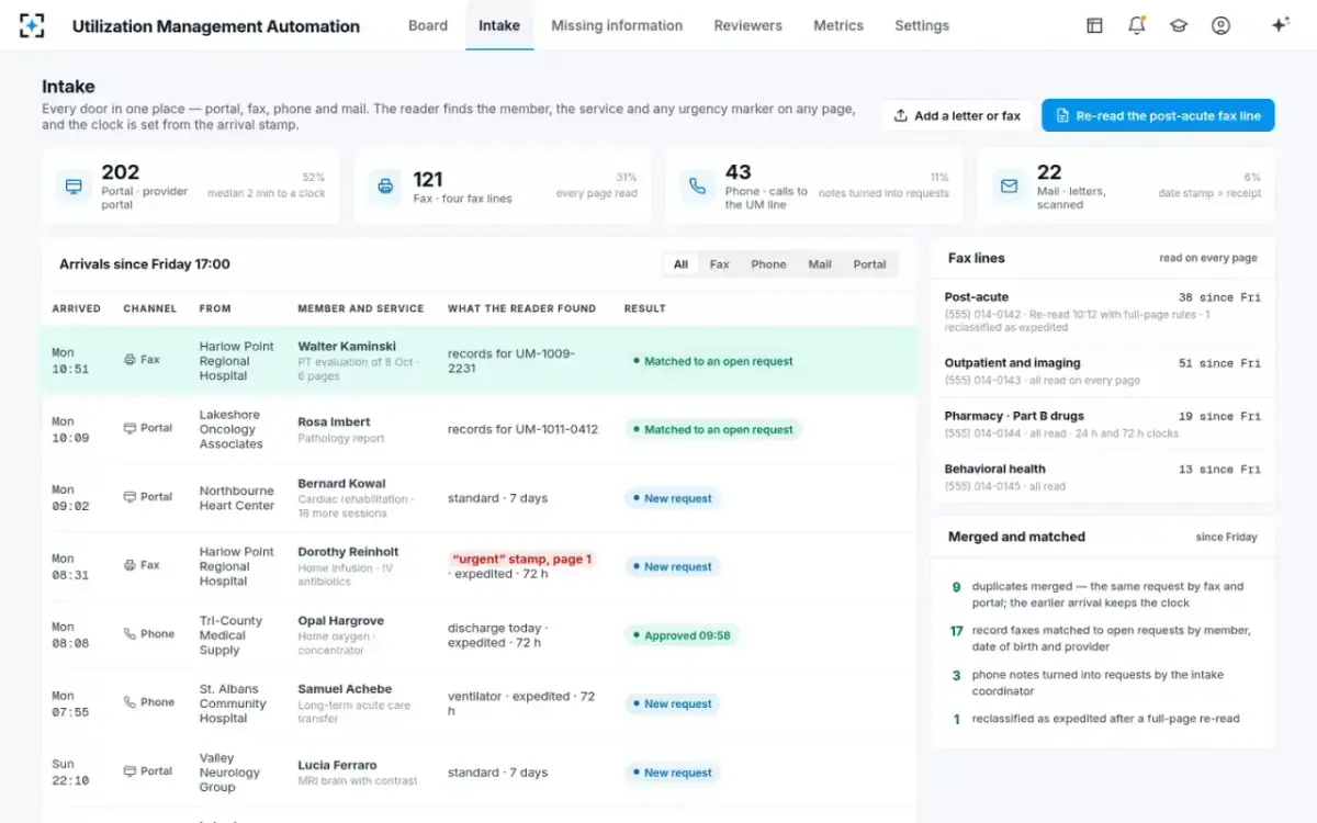 Utilization Management Automation — Intake