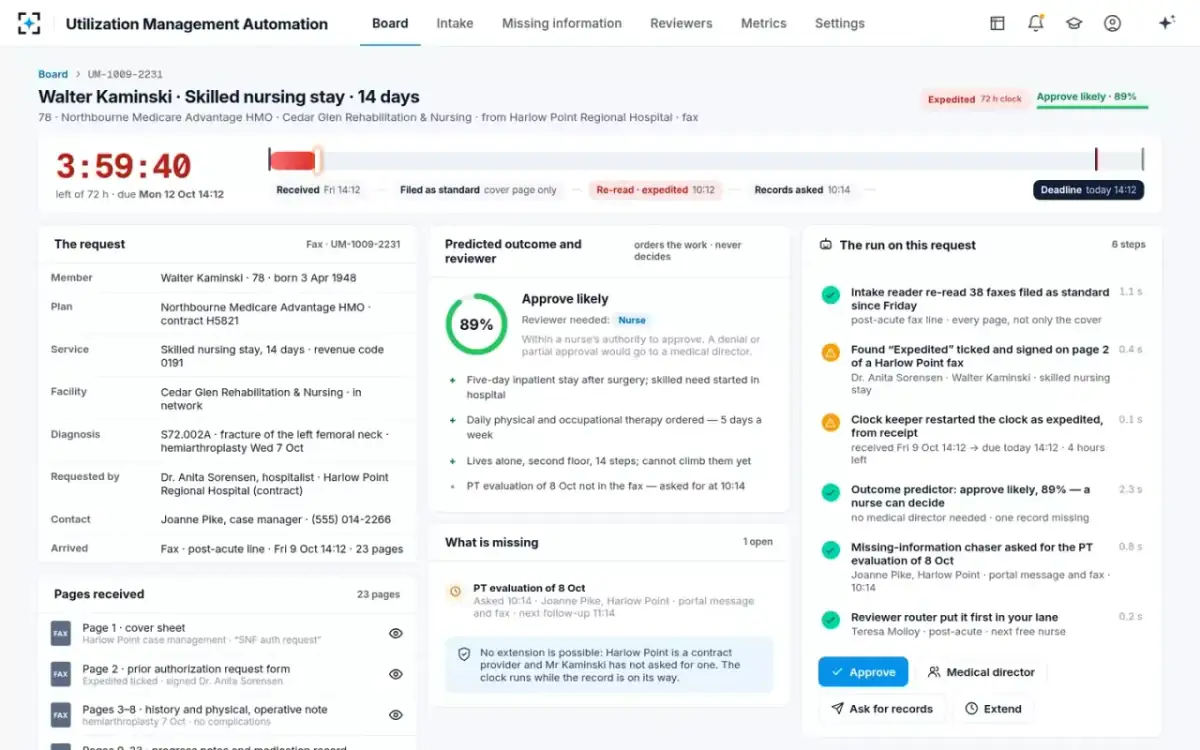 Utilization Management Automation — The request