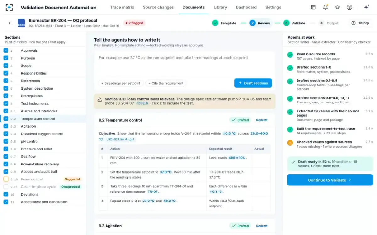 Validation Document Automation — Drafting the protocol