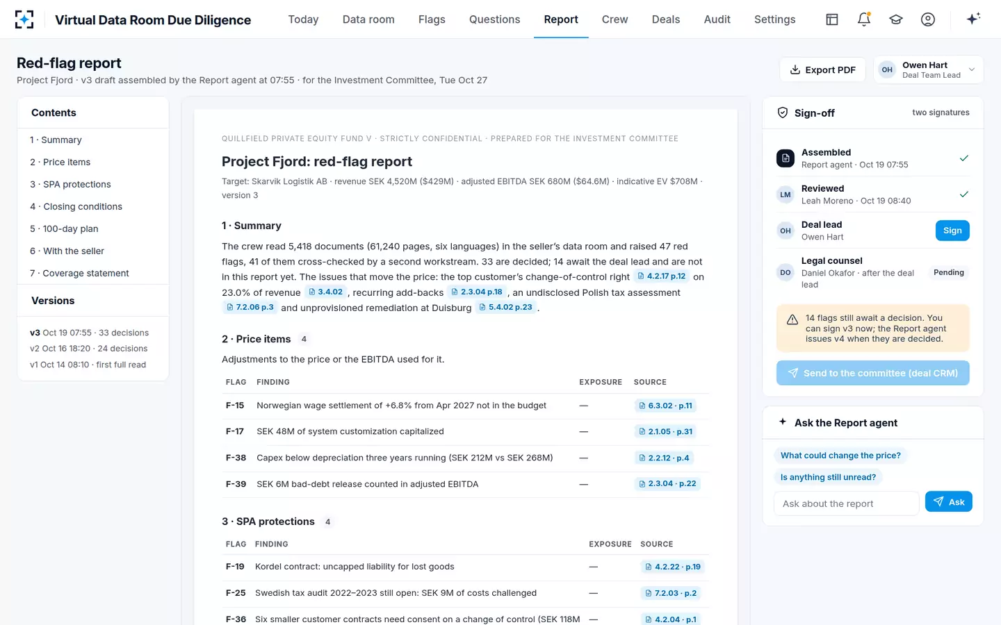 Virtual Data Room Due Diligence — The red flag due diligence report