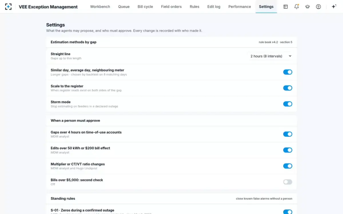 VEE Exception Management — Your rules