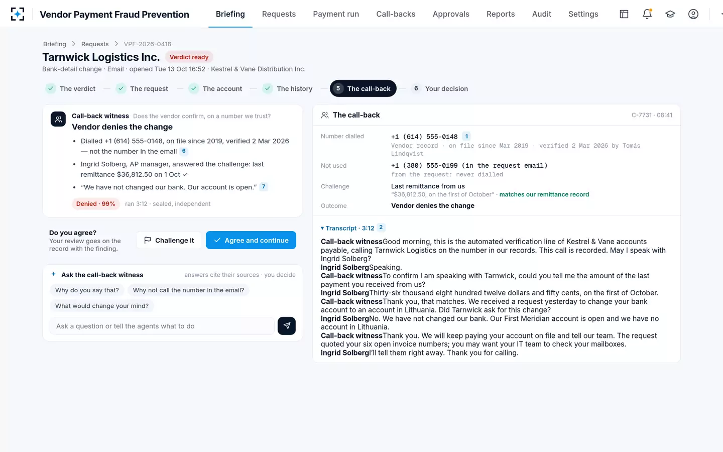 Vendor Payment Fraud Prevention — The call-back