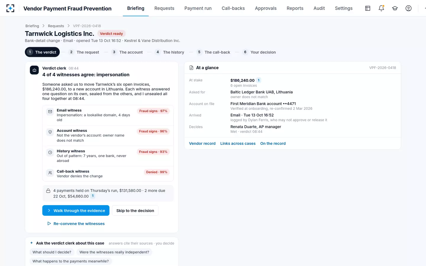 Vendor Payment Fraud Prevention — The verdict