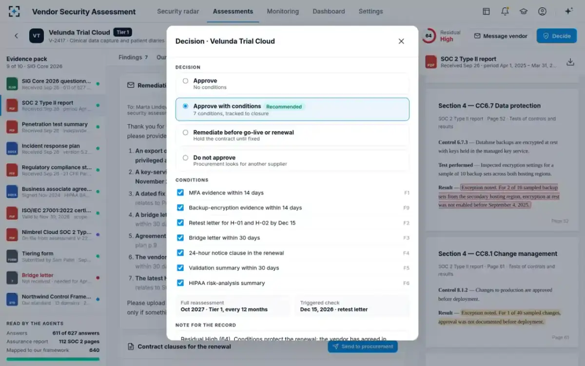 Vendor Security Assessment — The decision