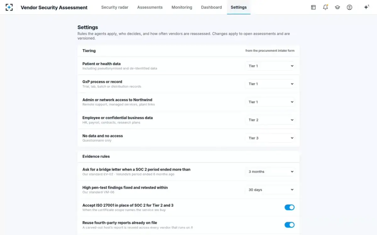 Vendor Security Assessment — Your rules
