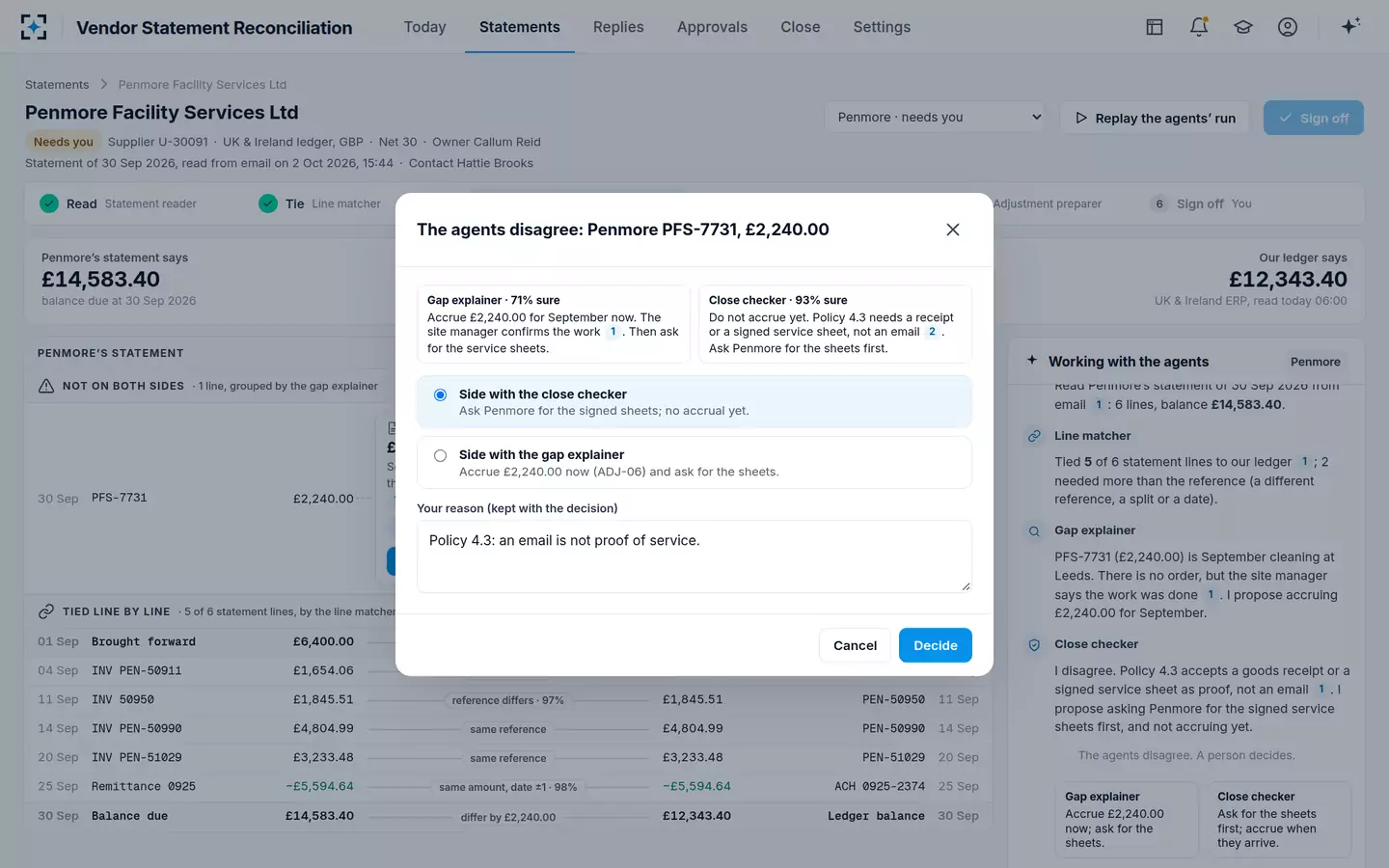 Vendor Statement Reconciliation — When the agents disagree