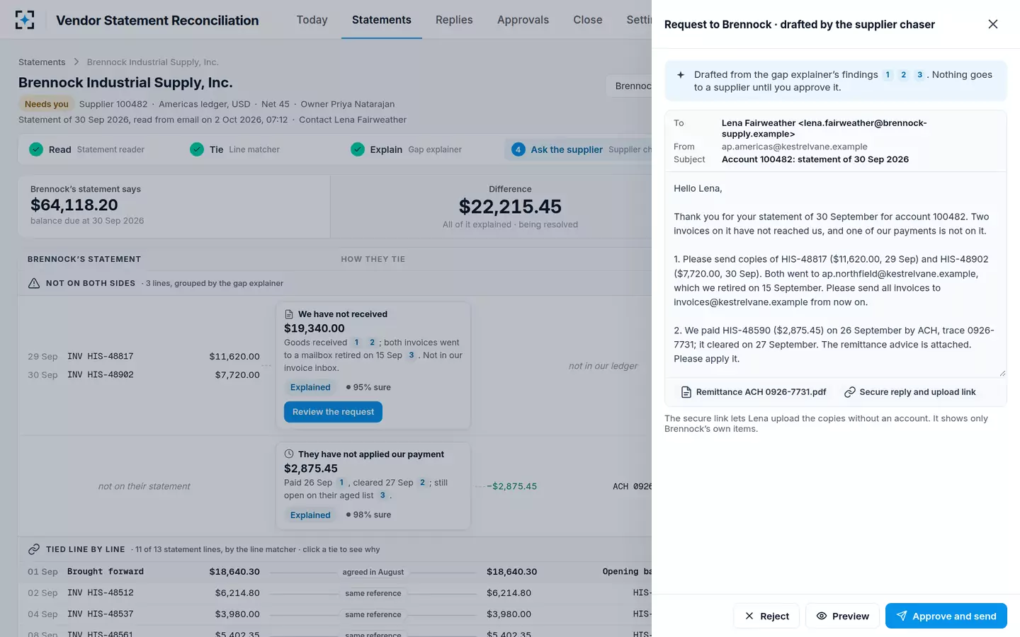 Vendor Statement Reconciliation — The request to the supplier