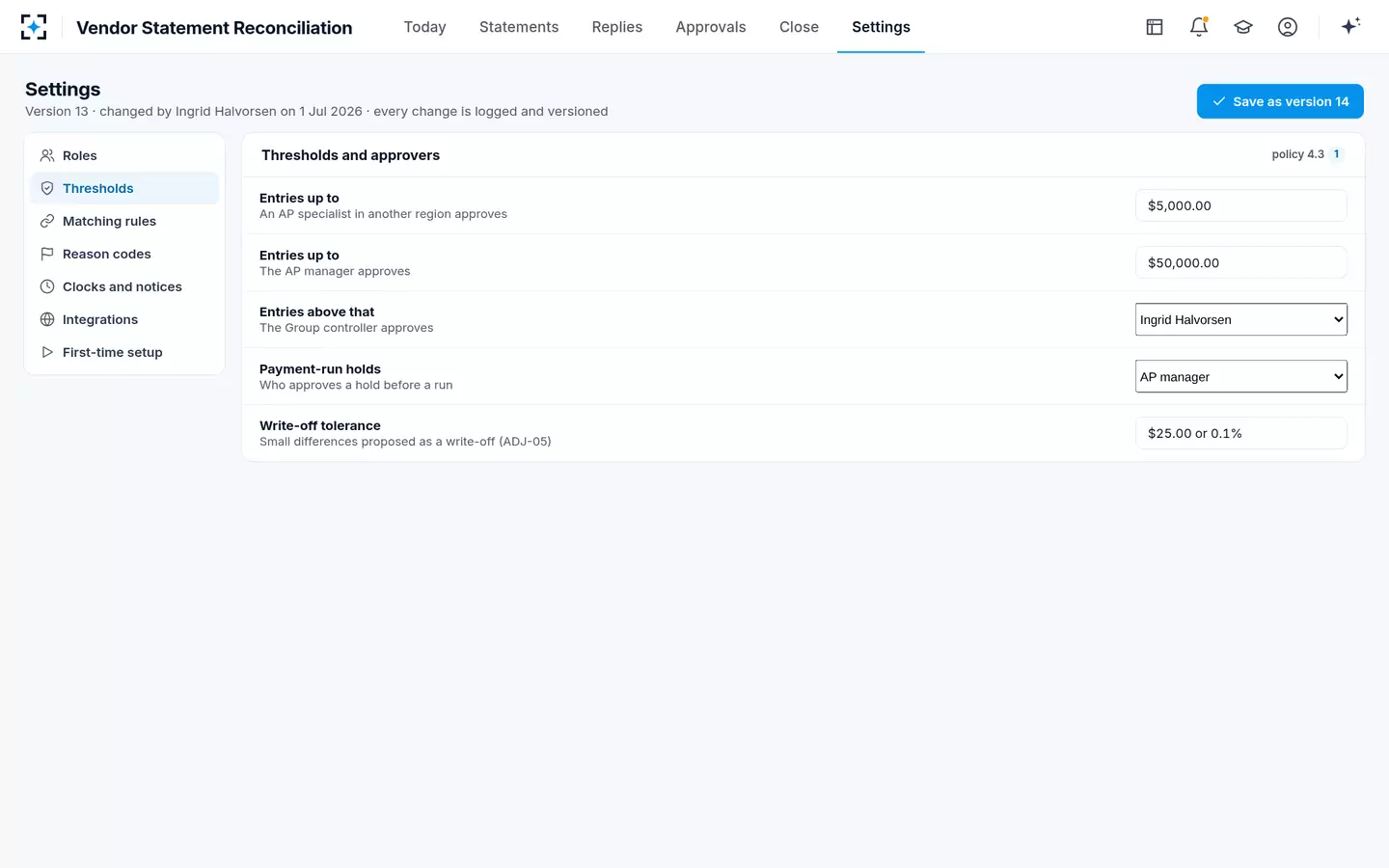 Vendor Statement Reconciliation — Your rules