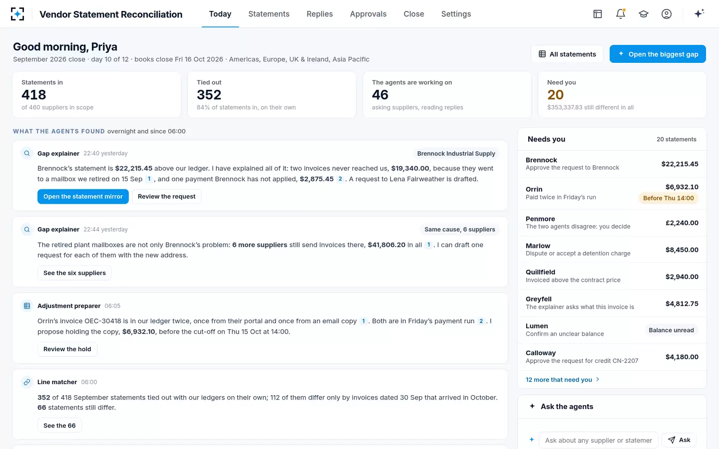 Vendor Statement Reconciliation — Today