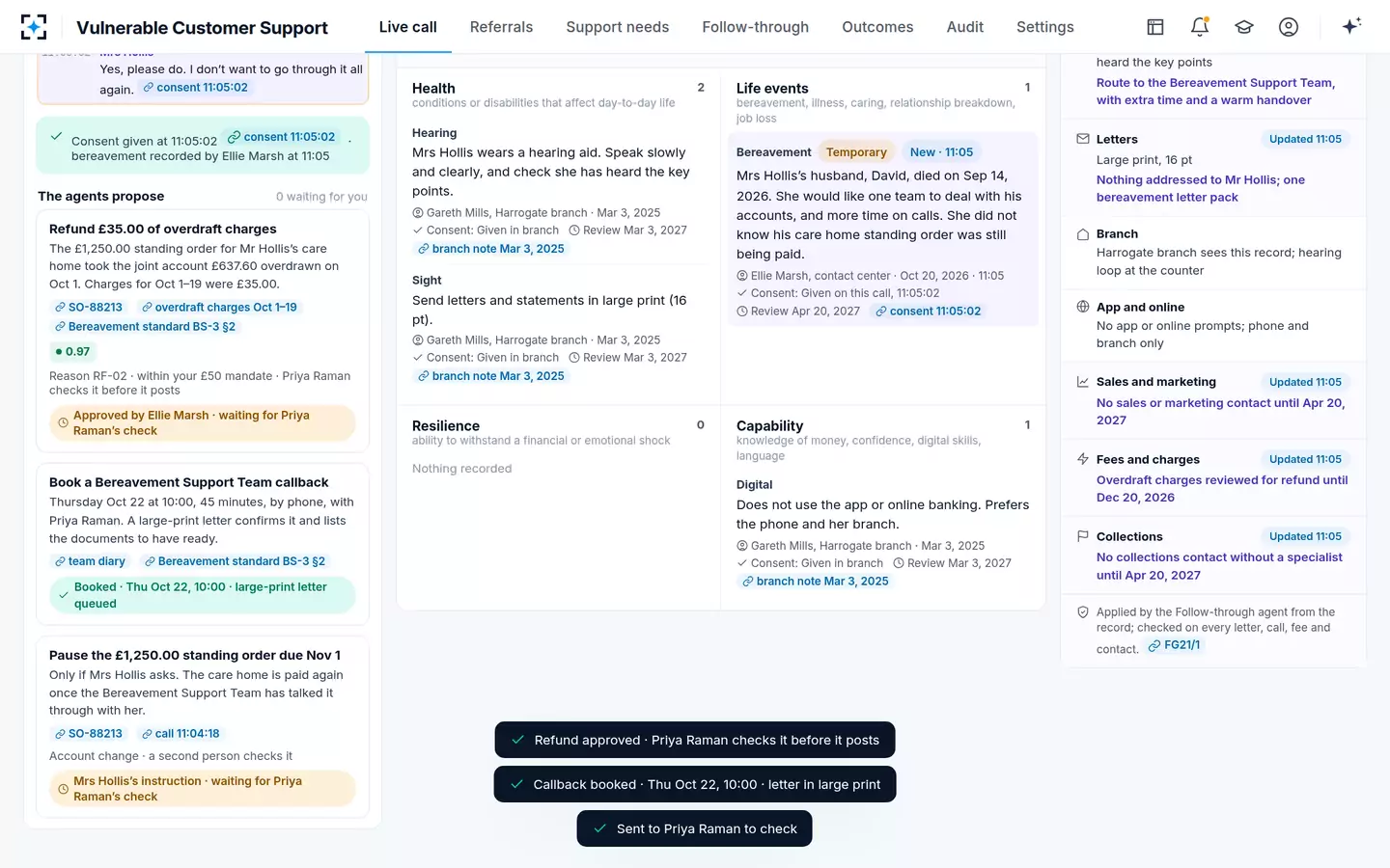 Vulnerable Customer Support — The colleague approves