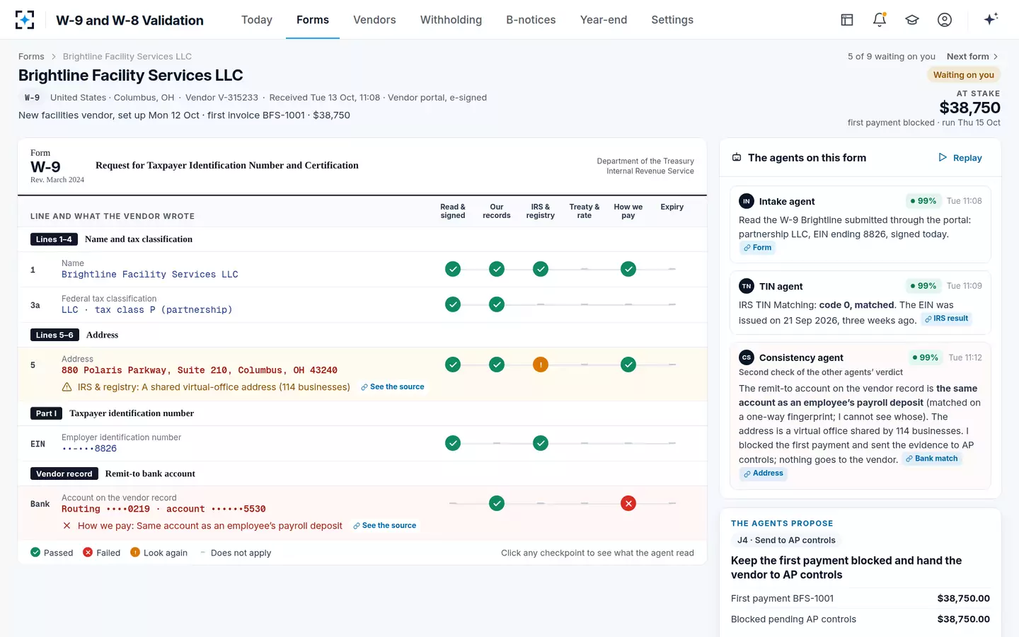 W-9 and W-8 Validation — A fake vendor stopped