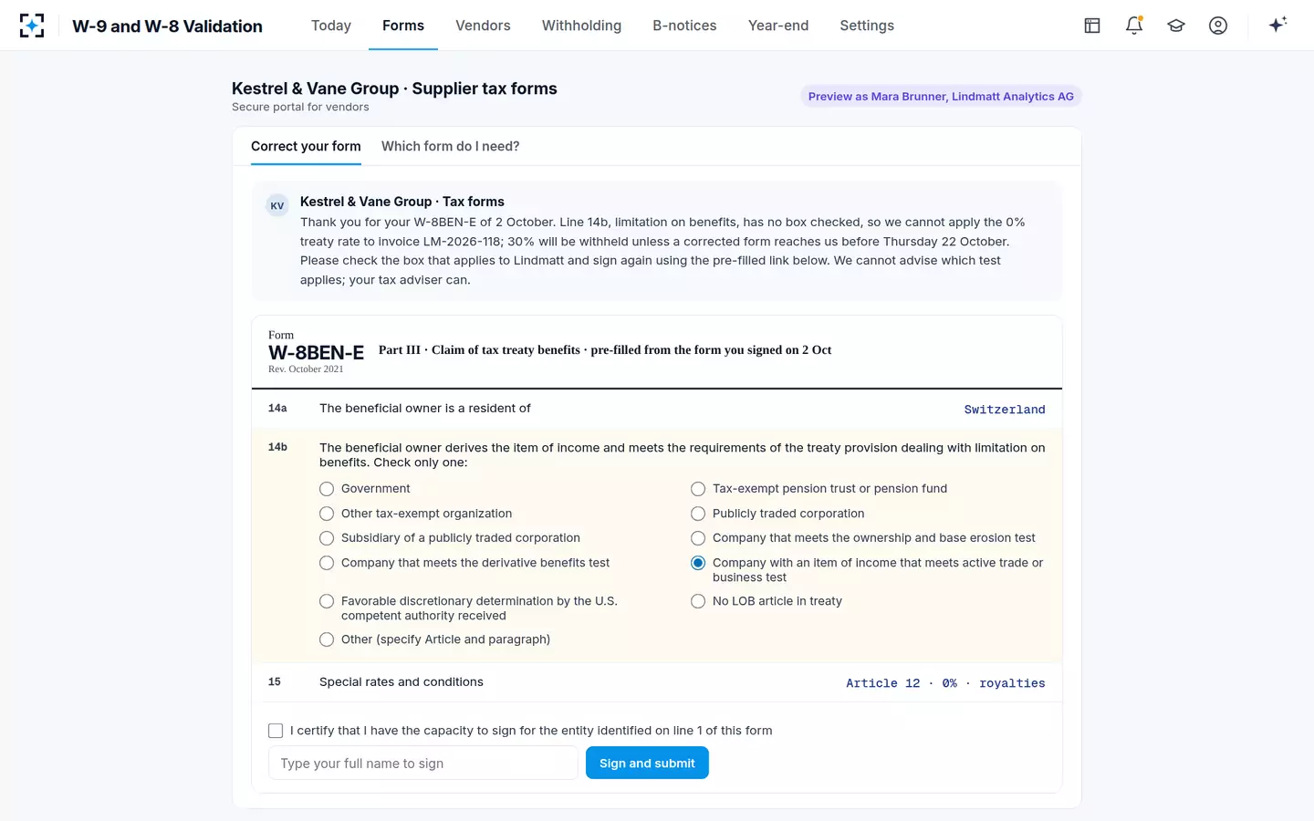 W-9 and W-8 Validation — The vendor's side