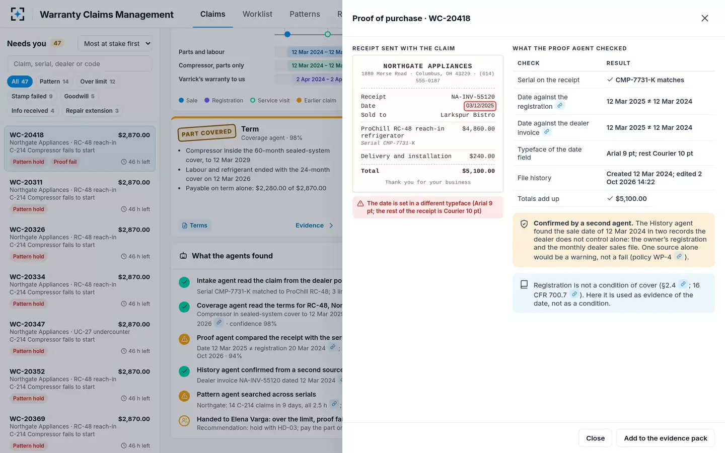 Warranty Claims Management — Proof of purchase