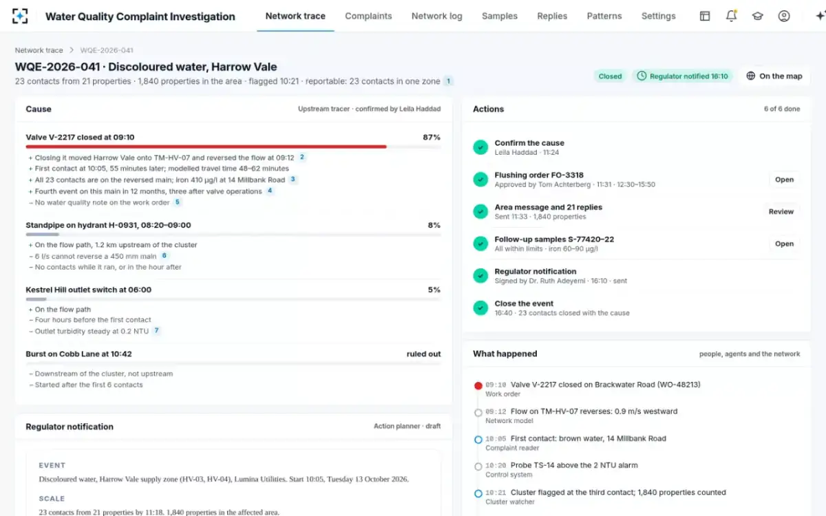 Water Quality Complaint Investigation — The event case