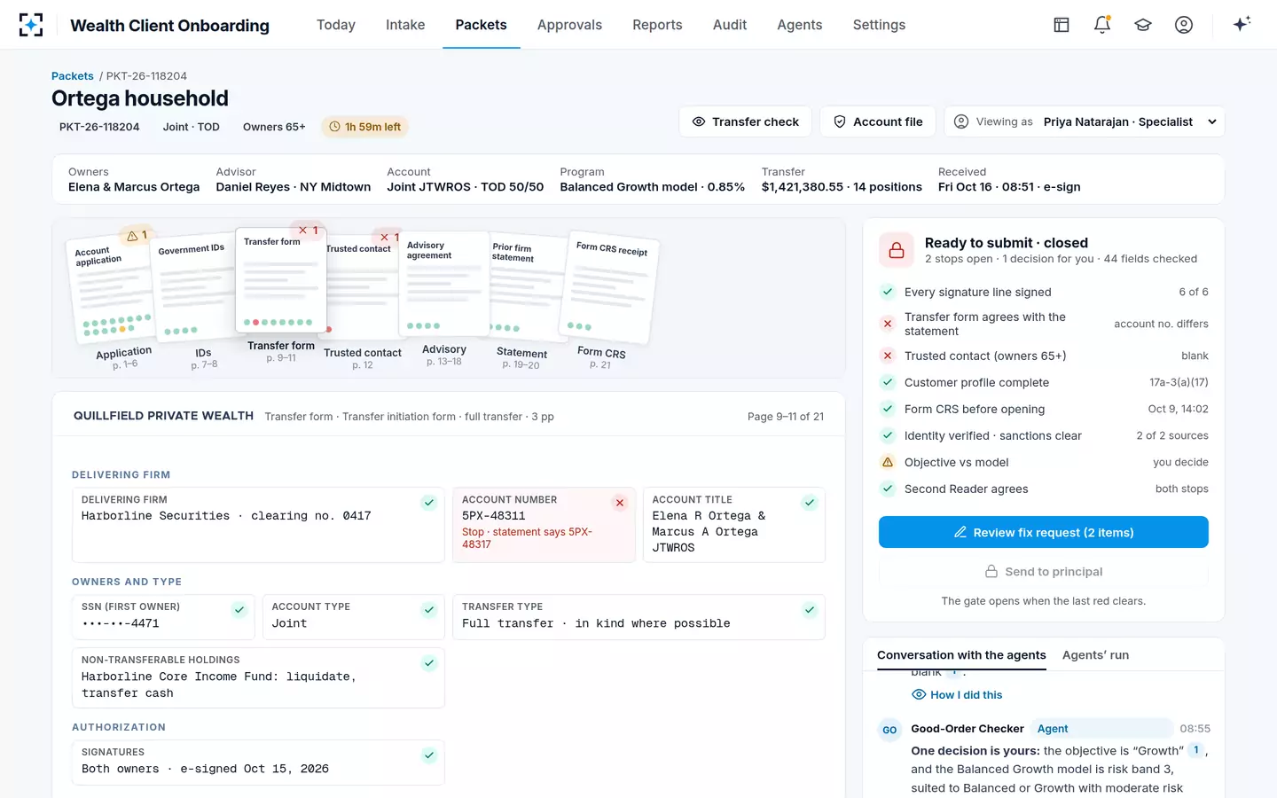Wealth Client Onboarding — The packet and the good-order gate