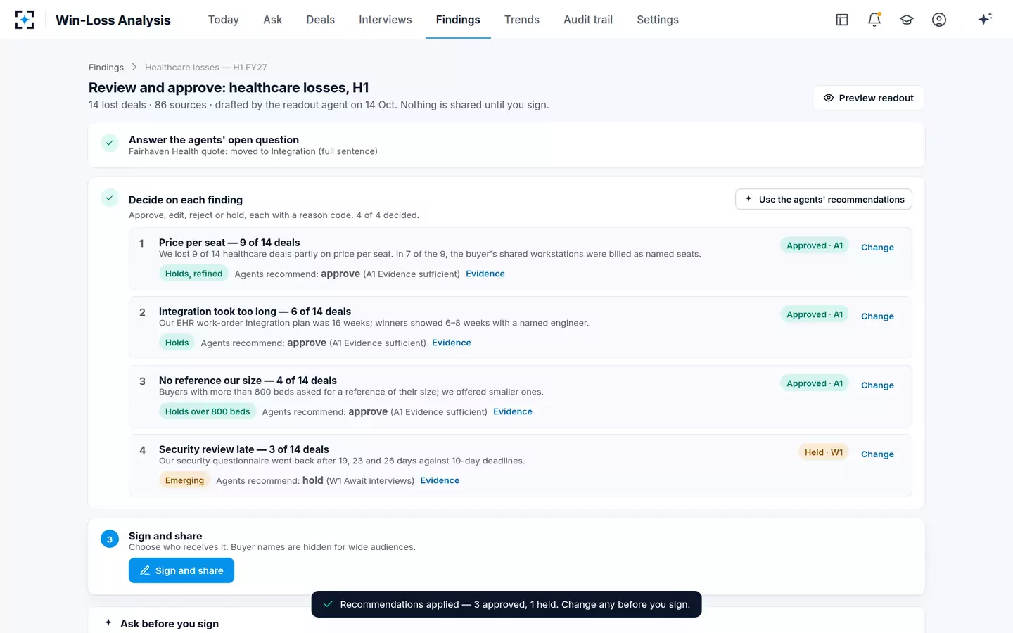 Win-Loss Analysis — Review and approve