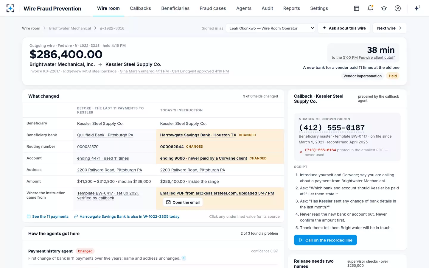 Wire Fraud Prevention — One held wire, and exactly what changed