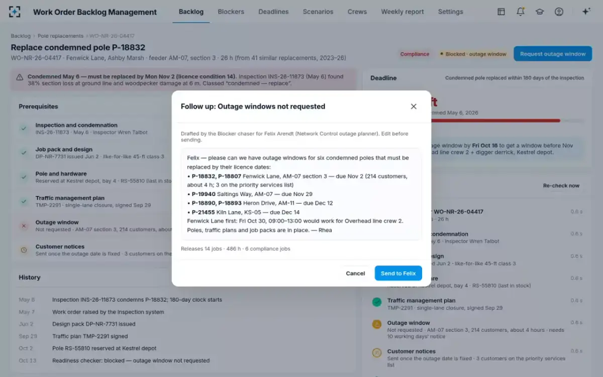 Work Order Backlog Management — A drafted follow-up