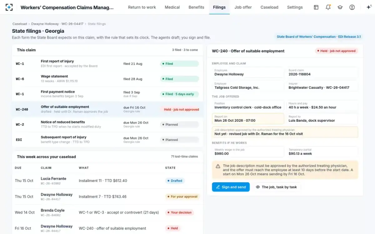 Workers' Compensation Claims Management — State filings