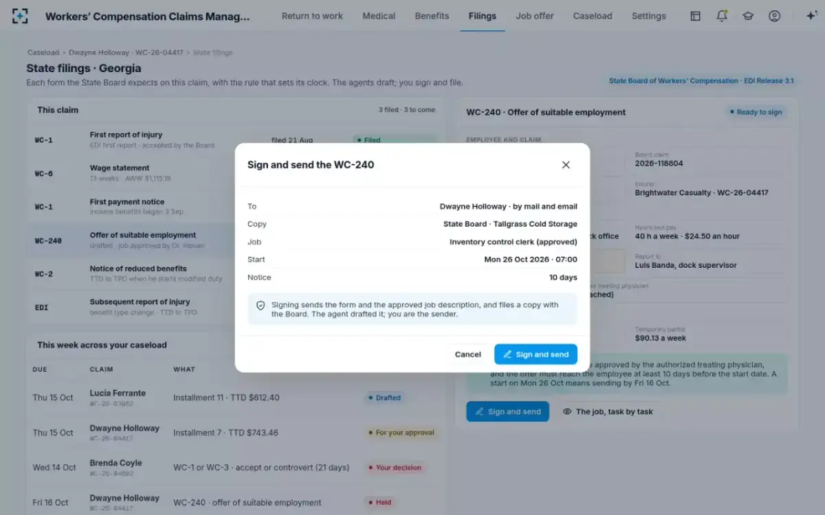 Workers' Compensation Claims Management — Sign and send the WC-240