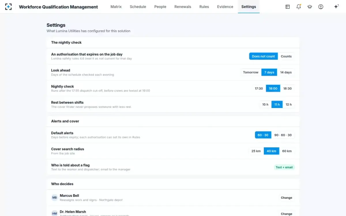 Workforce Qualification Management — Your rules