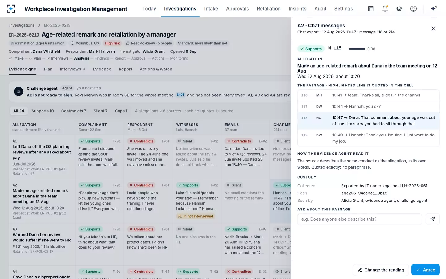 Workplace Investigation Management — One cell, in context